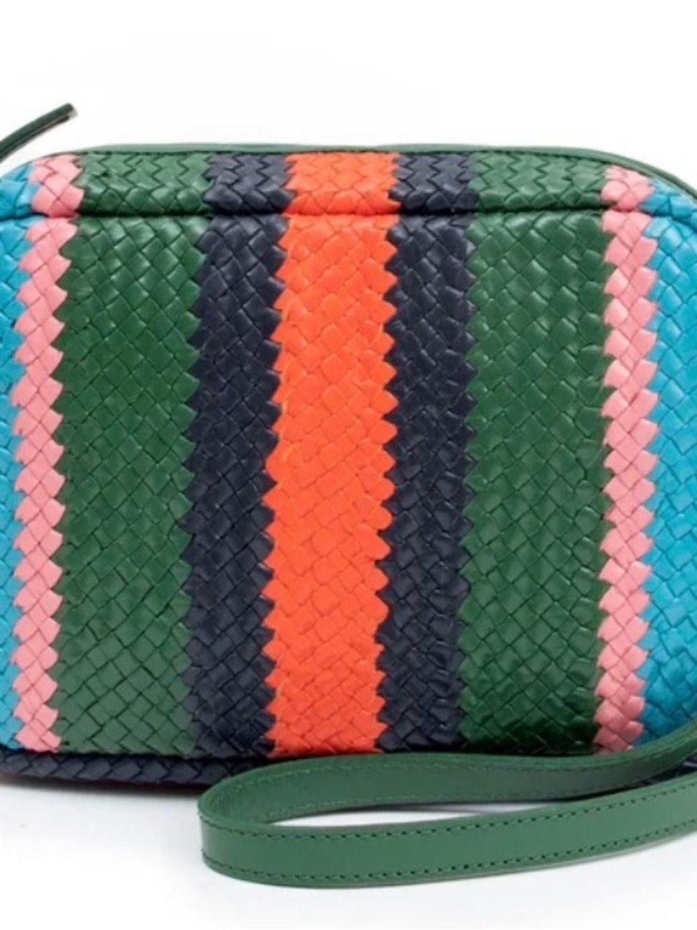 Clare V. - Midi Sac in Evergreen Multi Woven Wide Stripe